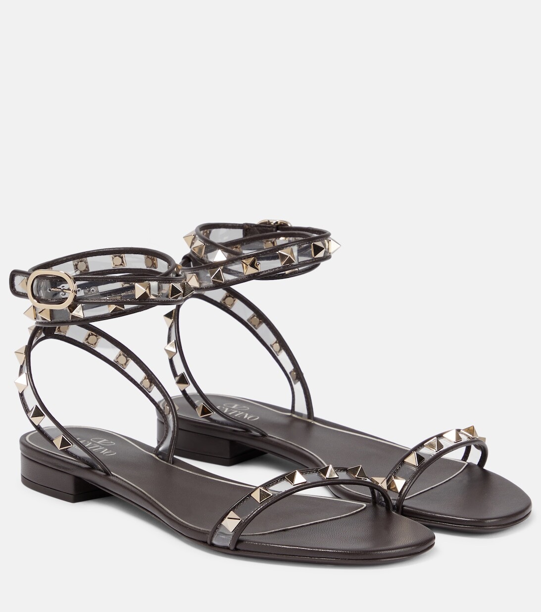 

Сандалии Rockstud из кожи и ПВХ Valentino Garavani, серебряный