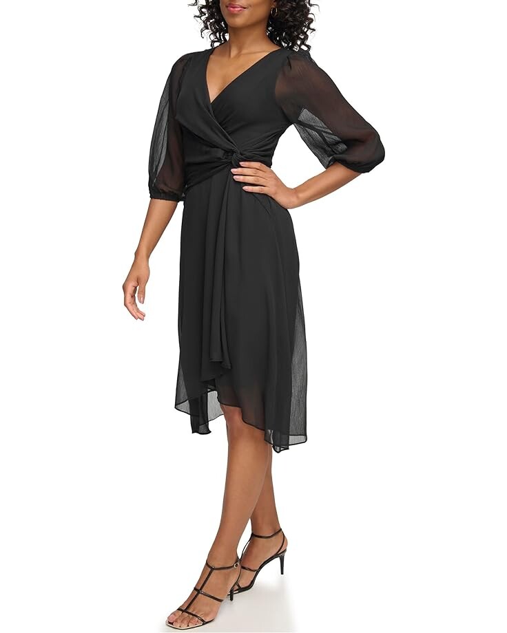 

Платье DKNY Balloon Sleeve with Side Knot, черный