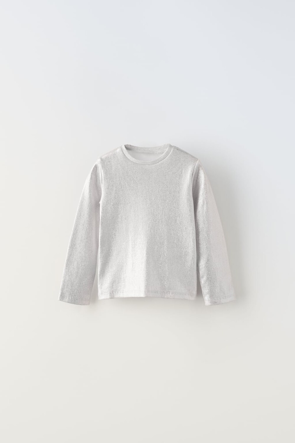 

Футболка в ребрику с фольгой ZARA, серебро