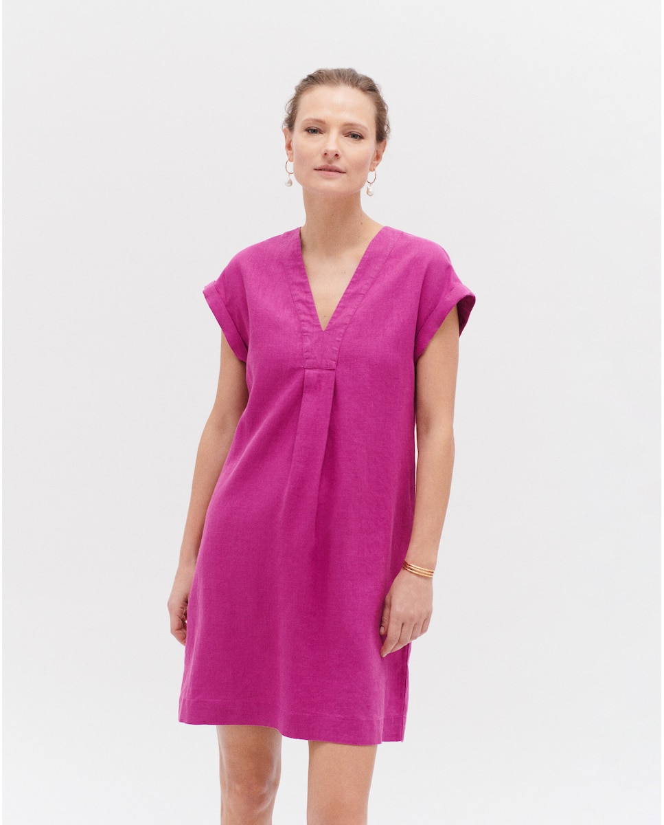 Платье из 100% льна с короткими рукавами Caroll, фиолетовый