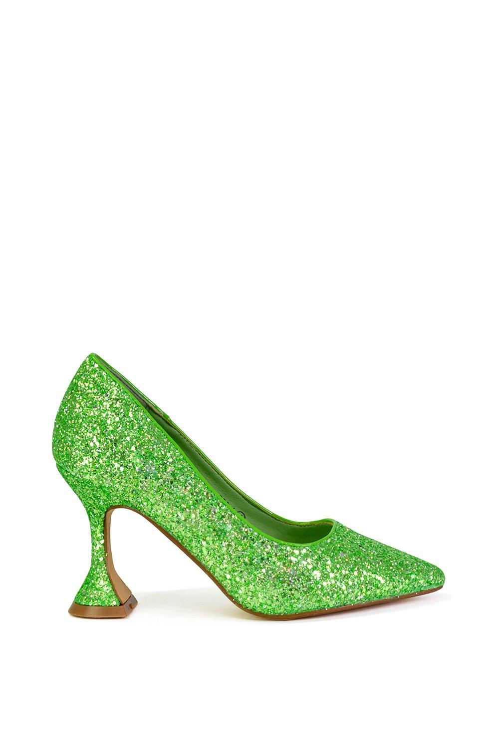 Блестящие туфли-лодочки «Dragonfruit» Туфли-лодочки на блестящем каблуке с острым носком XY London, зеленый туфли лодочки женские замшевые роскошные брендовые с блокировкой цветов заостренный носок тонкий каблук элегантная офисная обувь пика