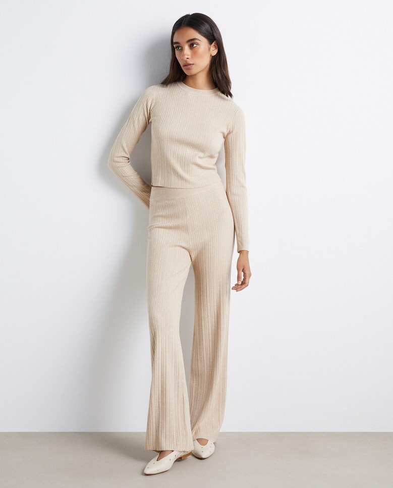 

Женские широкие трикотажные брюки Easy Wear, бежевый