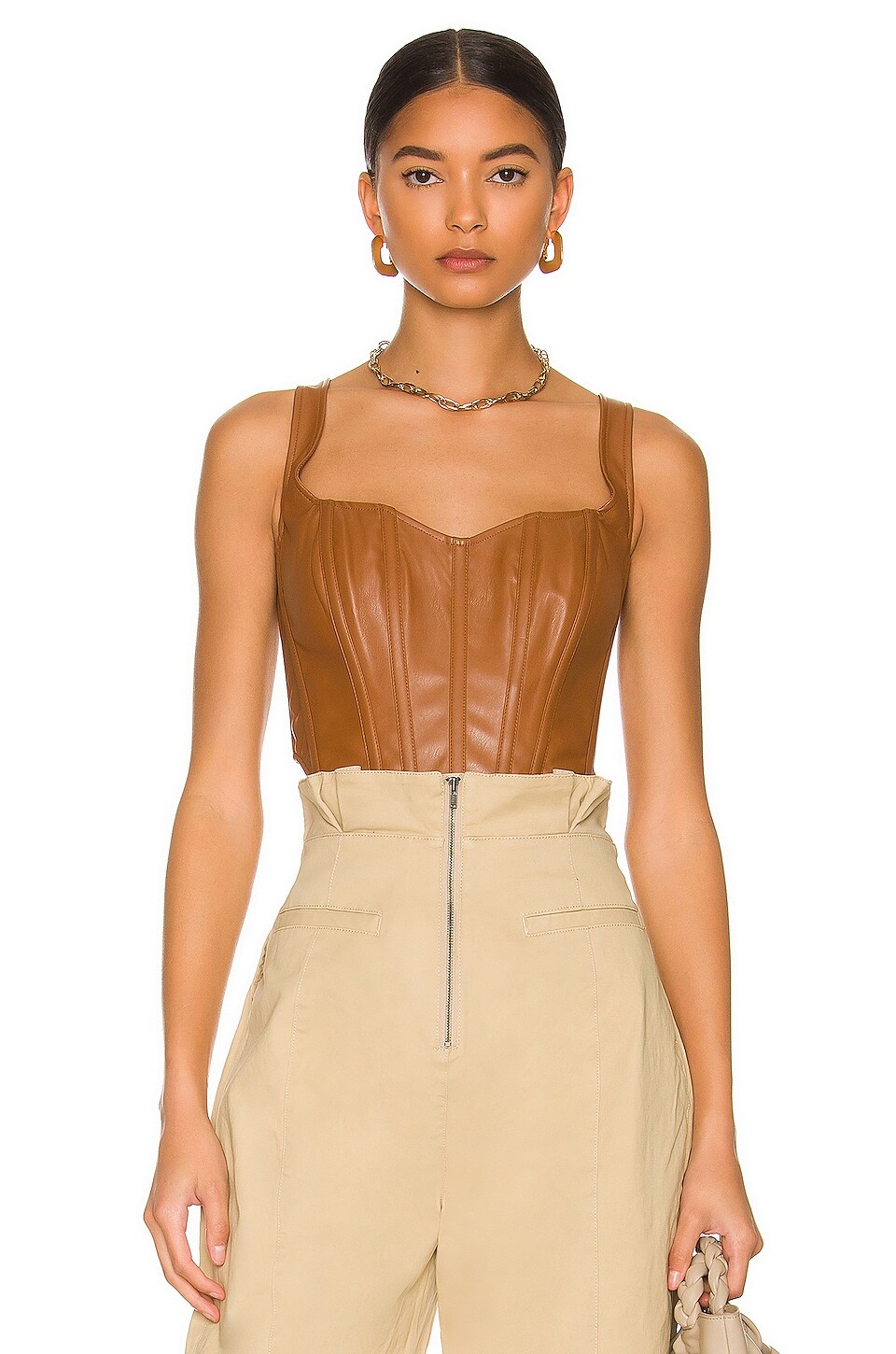

Бюстье Bardot Faux Leather Corset, загар