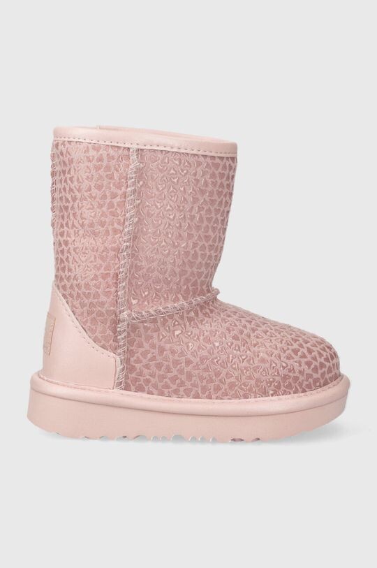 

Детские кожаные зимние сапоги UGG T CLASSIC IIEL HEARTS, розовый