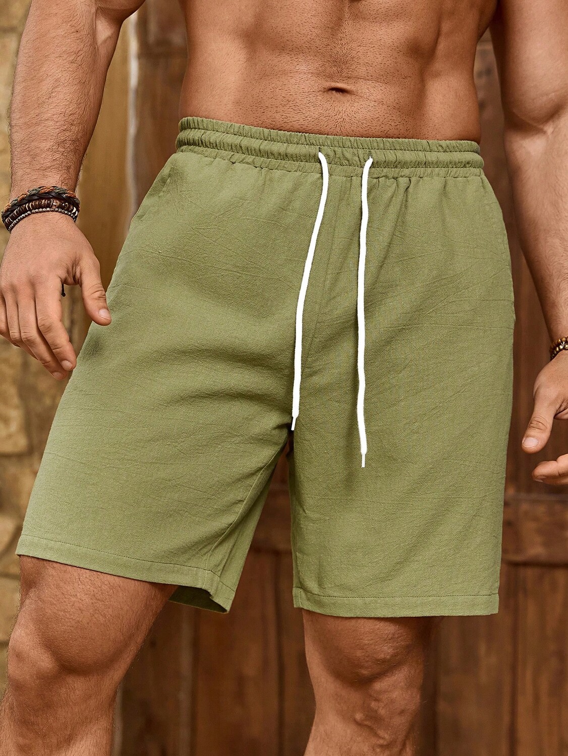 

Мужские однотонные шорты с завязками на талии Manfinity Homme, зеленый