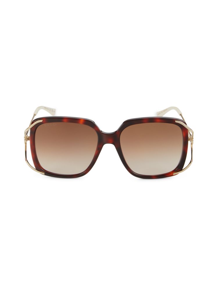 Квадратные солнцезащитные очки 56MM Gucci, коричневый цена и фото