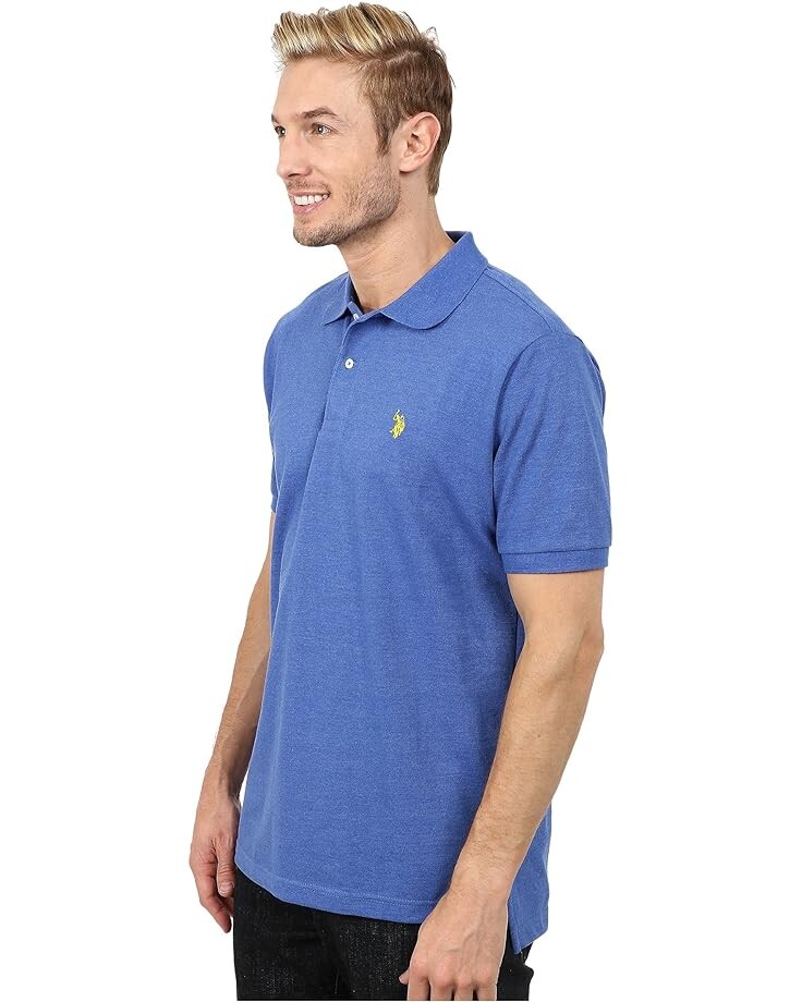 

Поло U.S. POLO ASSN. Solid Cotton Pique Polo with Small Pony, цвет Cobalt Heather
