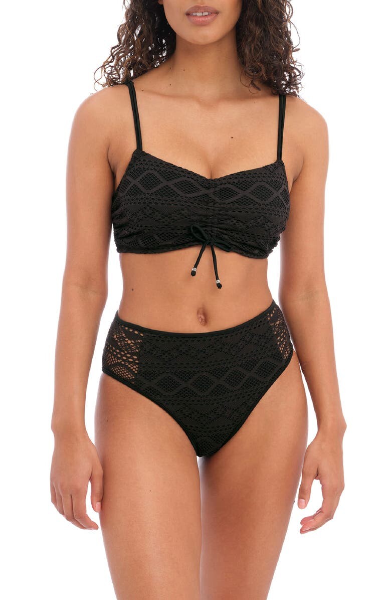 

Кружевной топ бикини крючком Bralette FREYA, черный