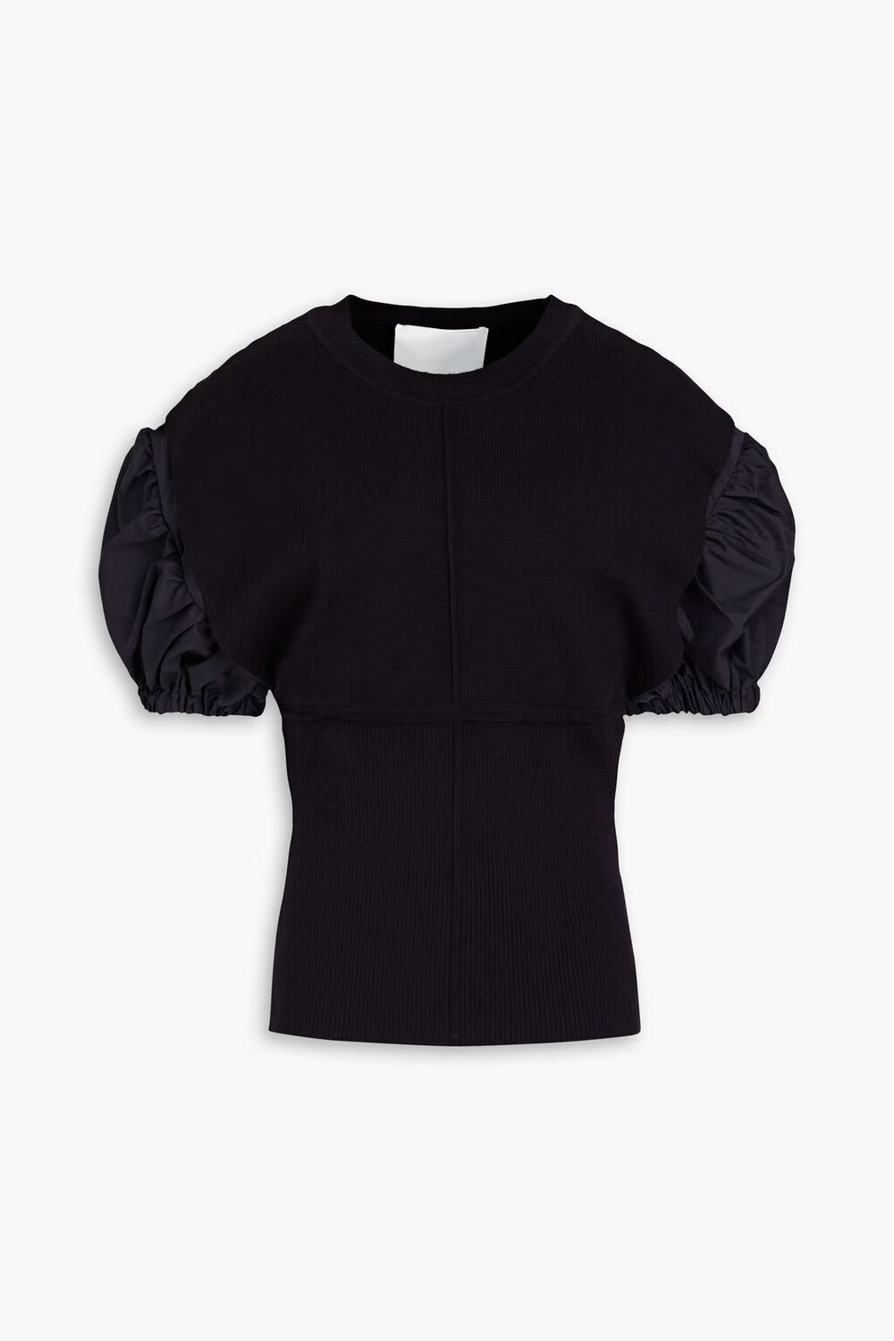 

Топ из смесовой шерсти в рубчик со вставками из поплина 3.1 Phillip Lim, темно-синий