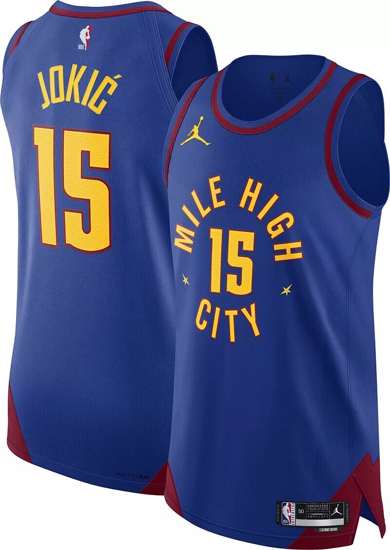 

Мужские кроссовки Nike Denver Nuggets Никола Йокич № 15 Authentic Statement Джерси