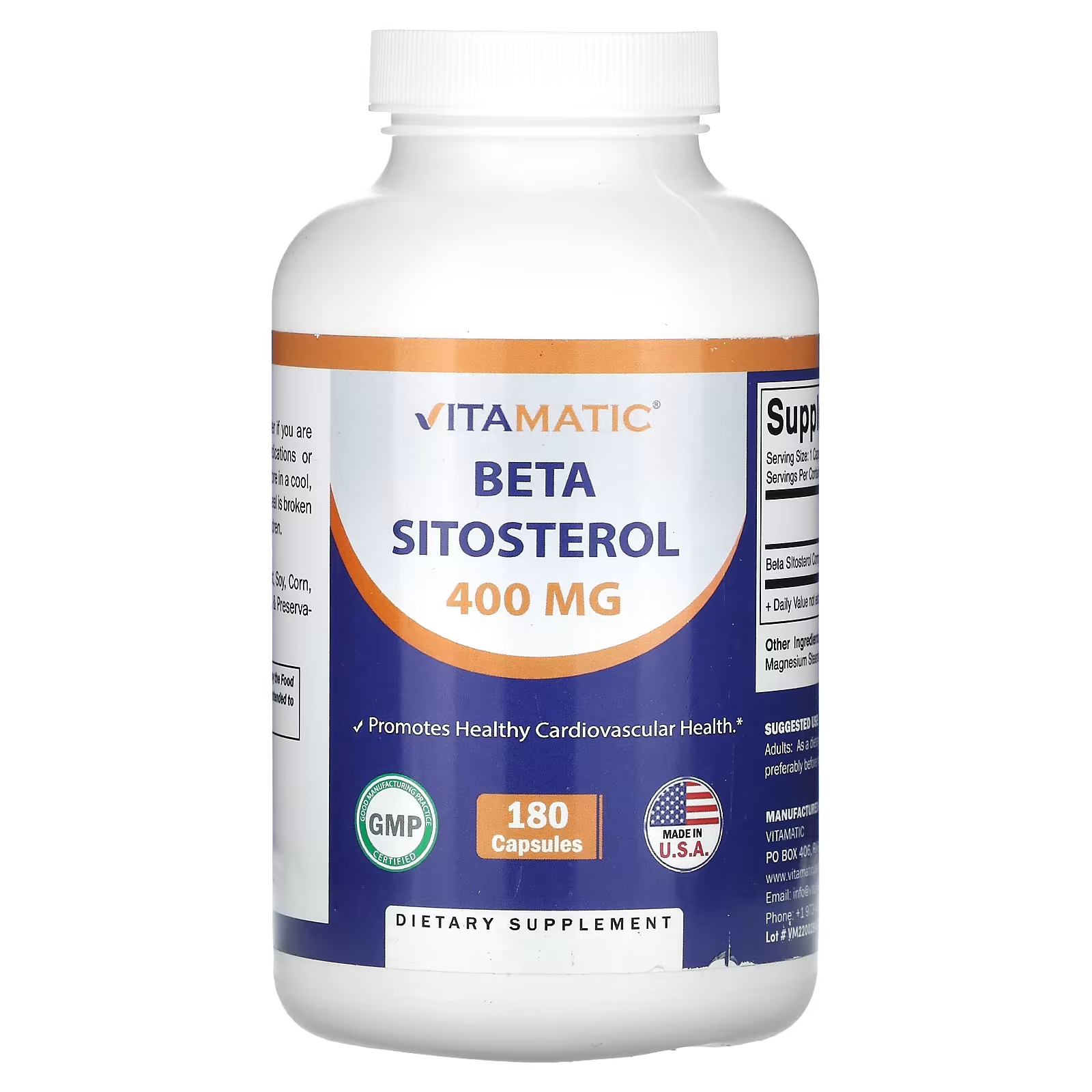 Vitamatic Бета-ситостерол 400 мг 180 капсул swanson бета ситостерол 60 капсул