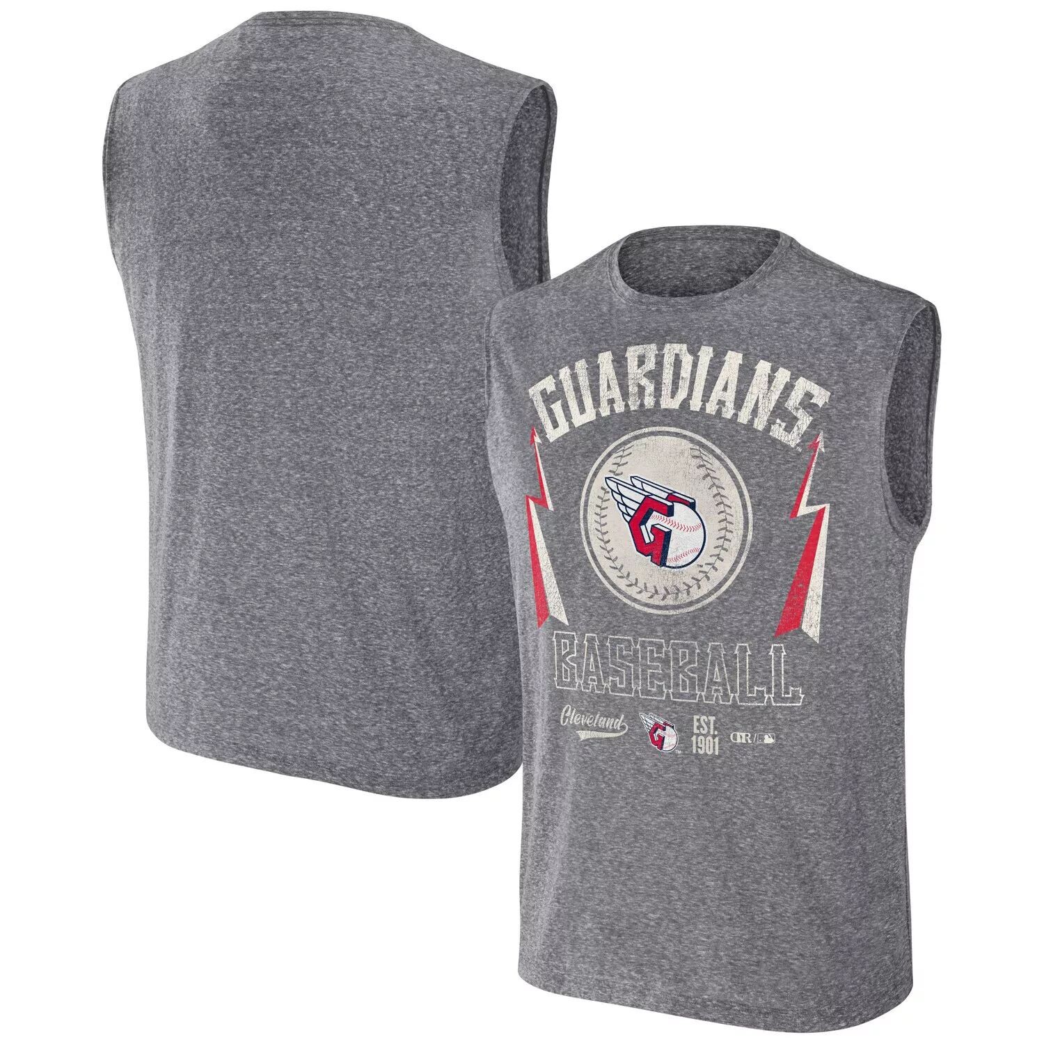 

Мужская футболка Darius Rucker Collection от Fanatics Charcoal Cleveland Guardians Muscle Tank Top