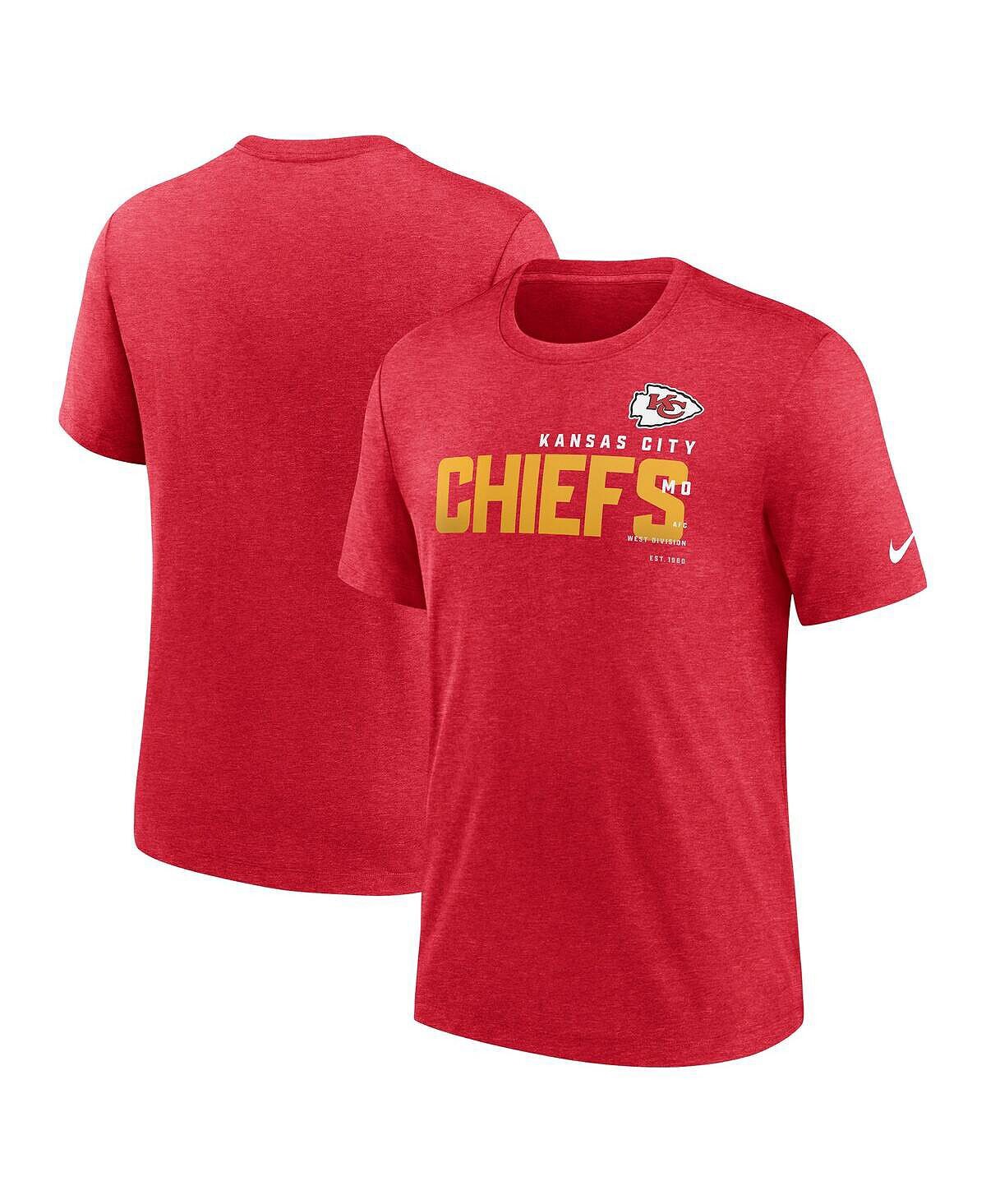 

Мужская красная футболка Kansas City Chiefs Team Tri-Blend Nike, Красный