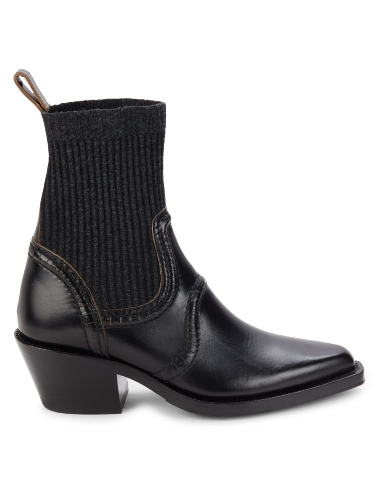 

Кожаные ботильоны-носки Chloé, черный