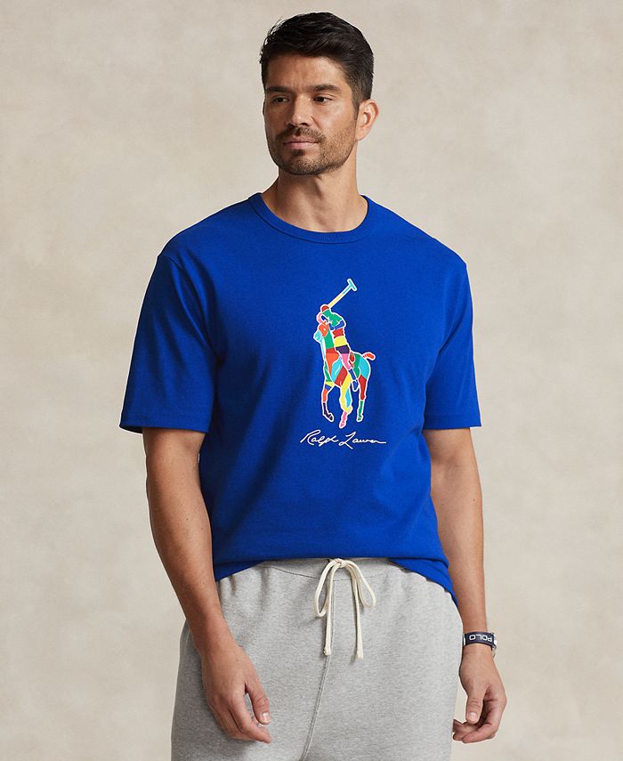 Мужской большой & Футболка «Высокий большой пони» Polo Ralph Lauren, синий