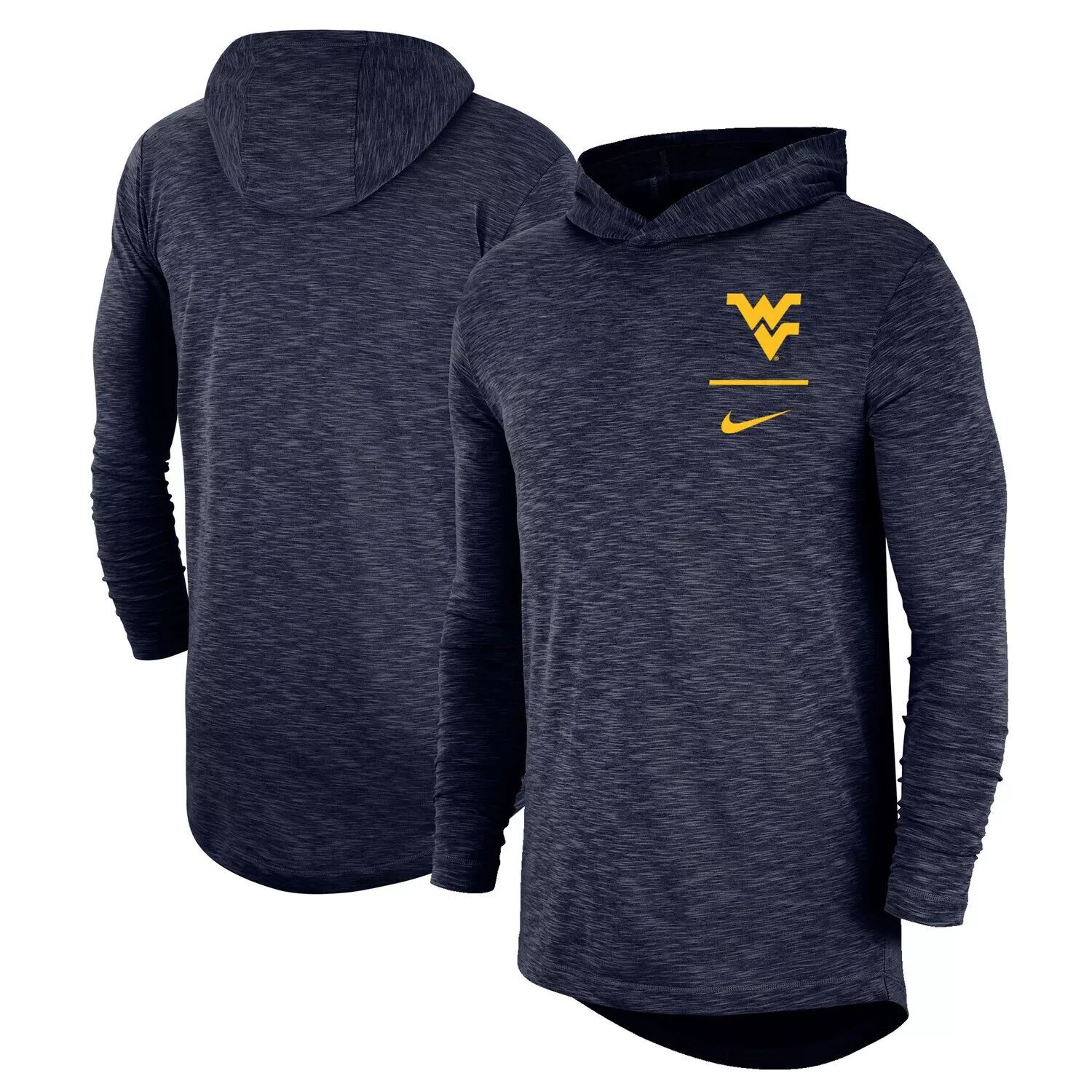

Мужская темно-синяя футболка с капюшоном и длинными рукавами Nike West Virginia Mountaineers Slub Space-Dye Performance
