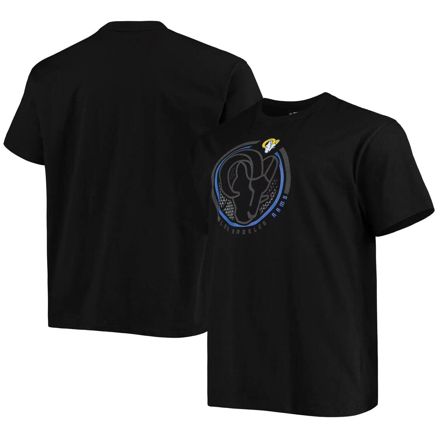 

Мужская черная фирменная футболка Los Angeles Rams Big & Tall Color Pop Fanatics, Черный