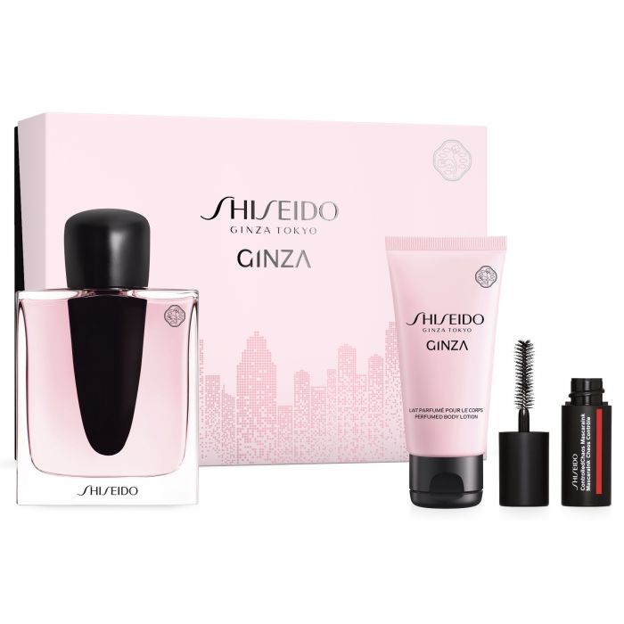 Женская туалетная вода Ginza Estuche Shiseido, EDP 90 ml + Body Lotion 50 ml + Mini shiseido shiseido набор с улучшенным супервосстанавливающим кремом bio performance