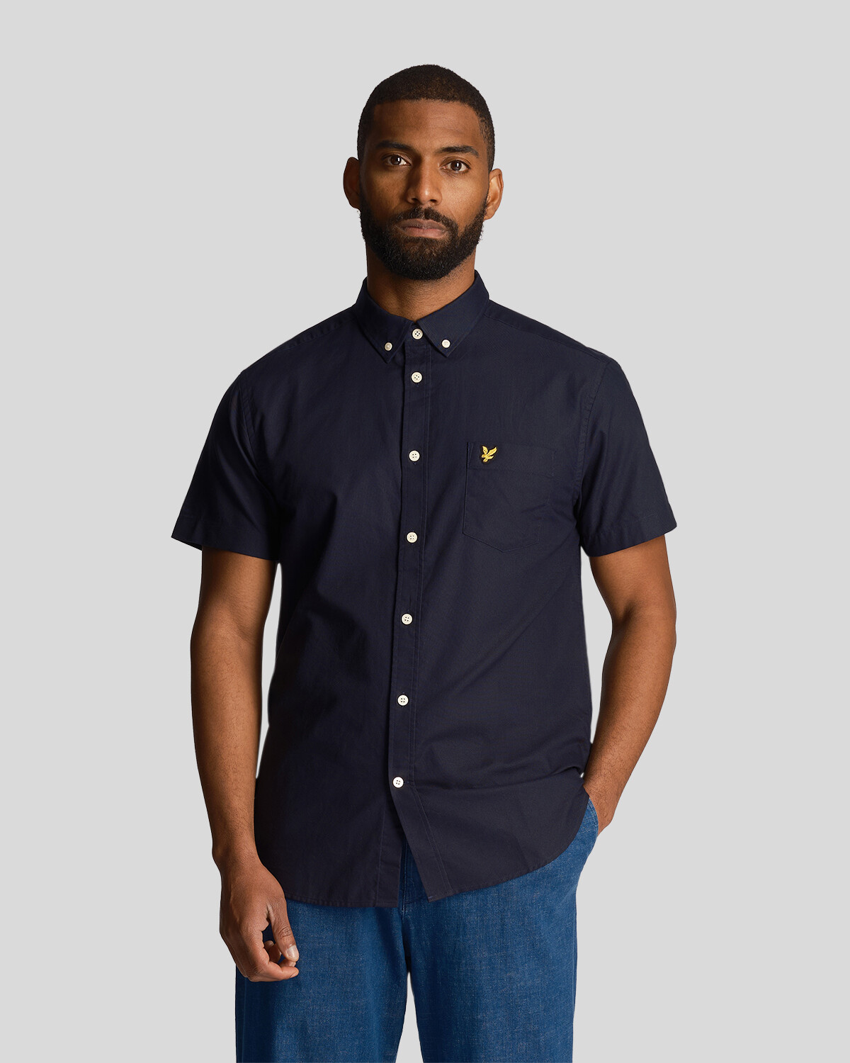 

Оксфордская рубашка с короткими рукавами Lyle & Scott, синий