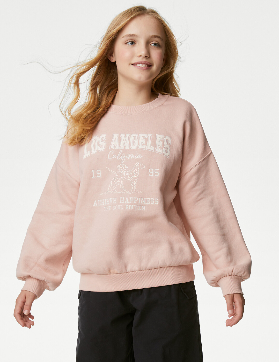 

Толстовка из хлопка с надписью (6–16 лет) Marks & Spencer, розовый