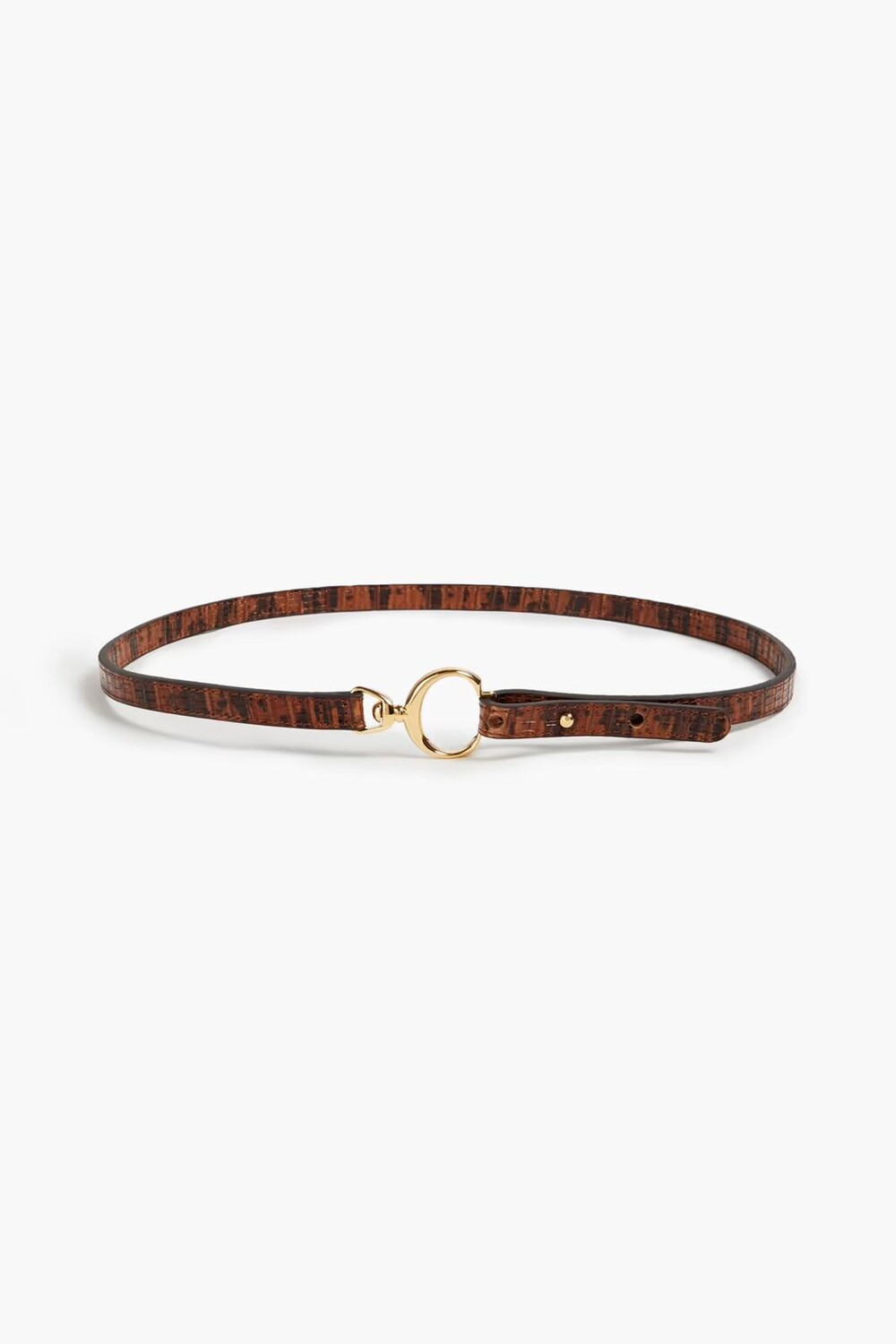 

Ремень из кожи с тиснением под ящерицу Chloé, коричневый