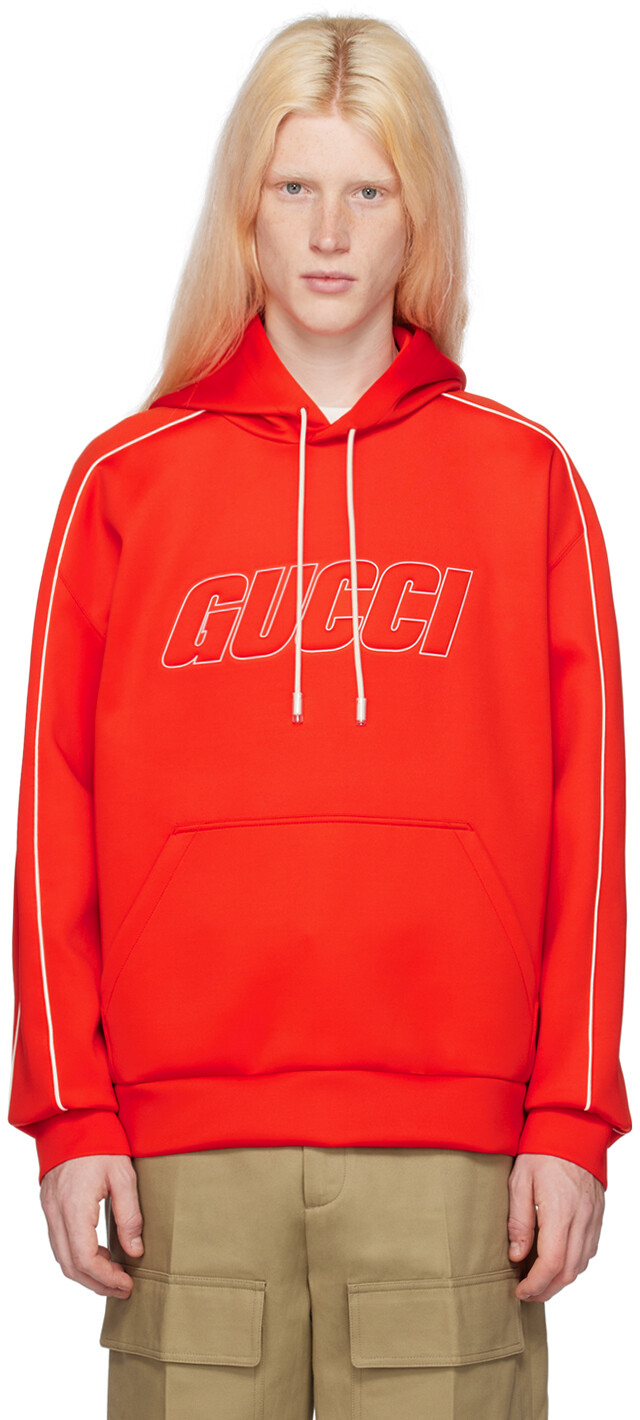 

Красный худи с тиснением Gucci