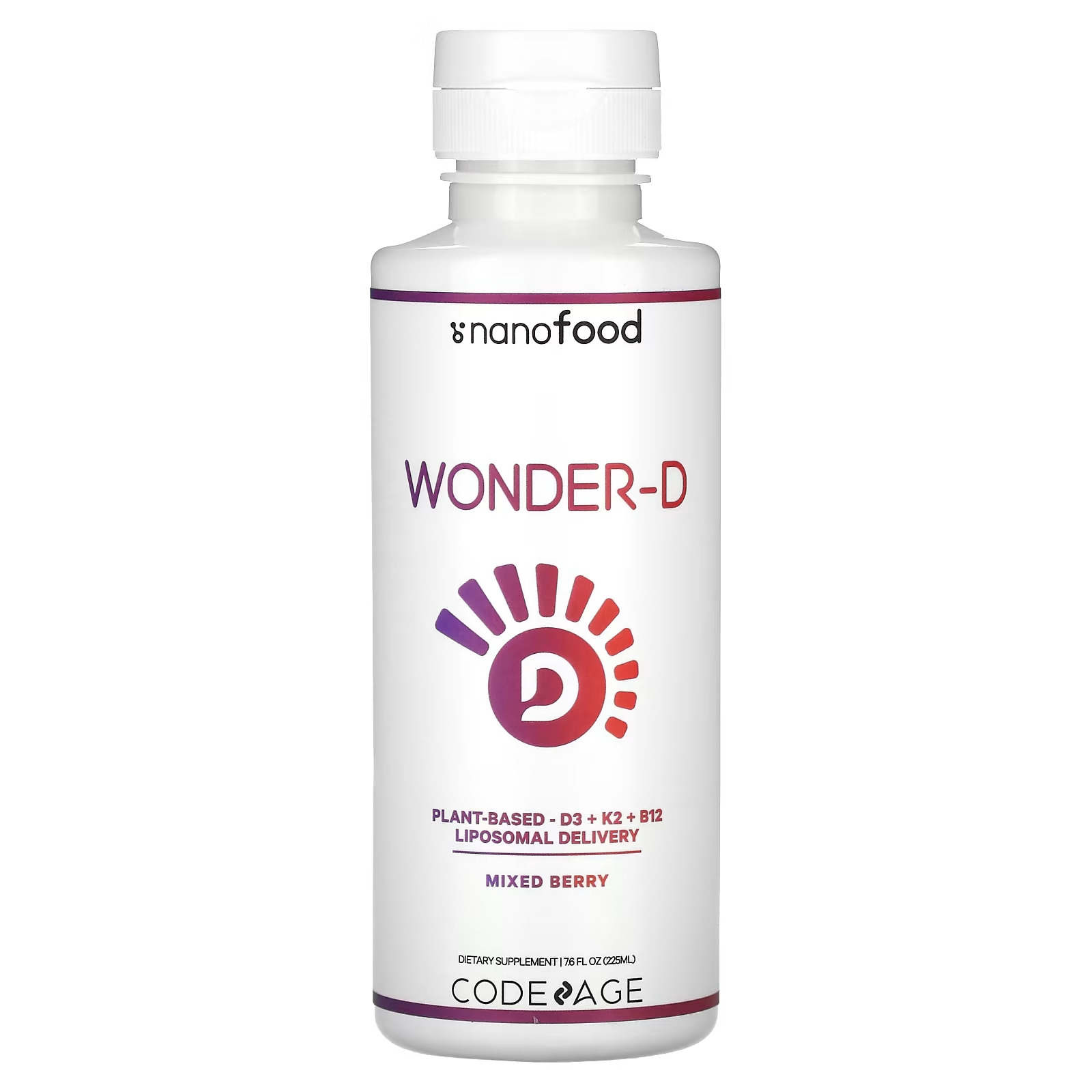 Мультивитамины Codeage Wonder-D смесь ягод, 225 мл биологически активная добавка mirrolla mg d3 k2 b12 30 шт