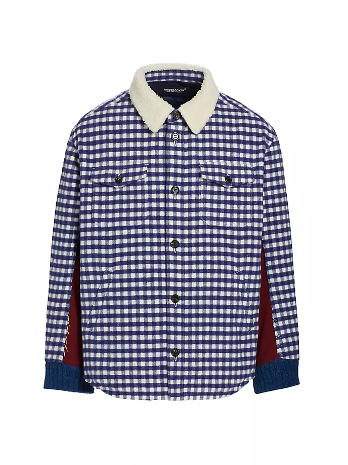 

Куртка-рубашка из смесовой шерсти в клетку Undercover, цвет navy check