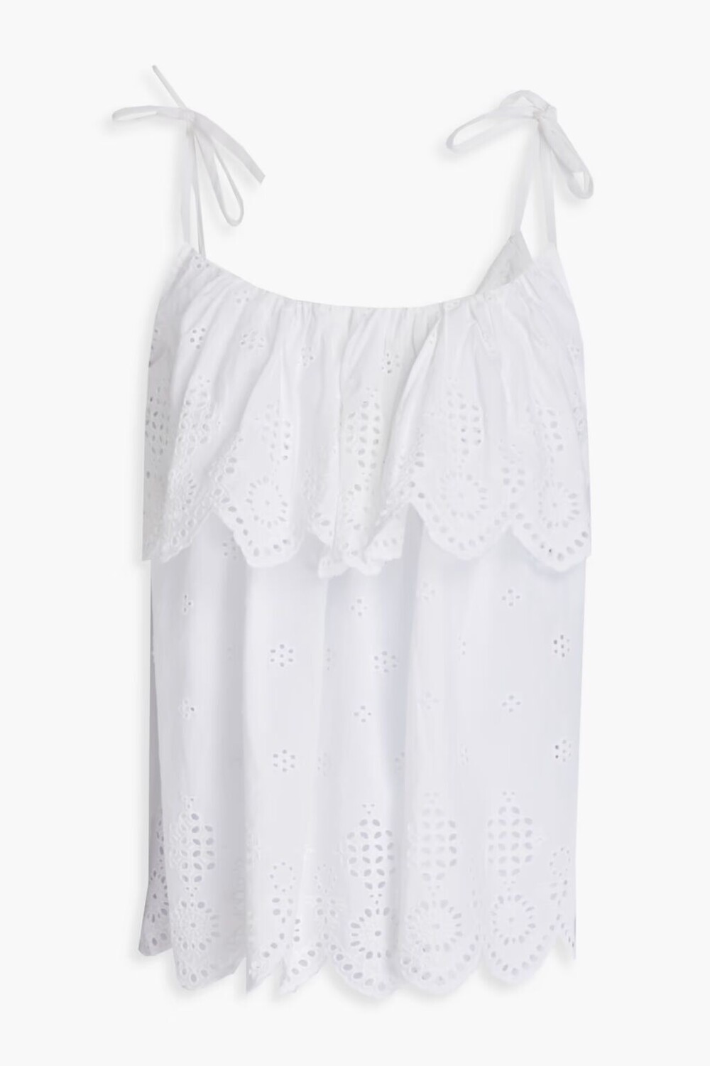 

Хлопковый топ Albertthe со сборками из английской вышивки Stella Nova, цвет Off-white