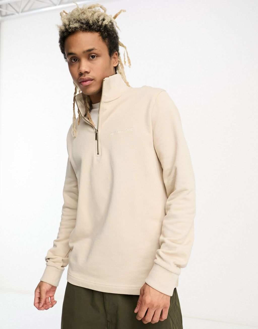 

Серый свитшот с молнией 1/4 в рубчик Lyle & Scott Archive