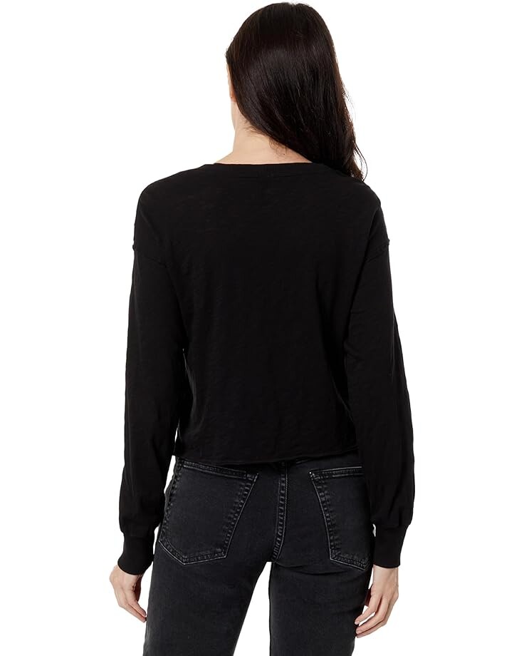 

Топ bobi Los Angeles Long Sleeve Cropped Boxy Top, черный