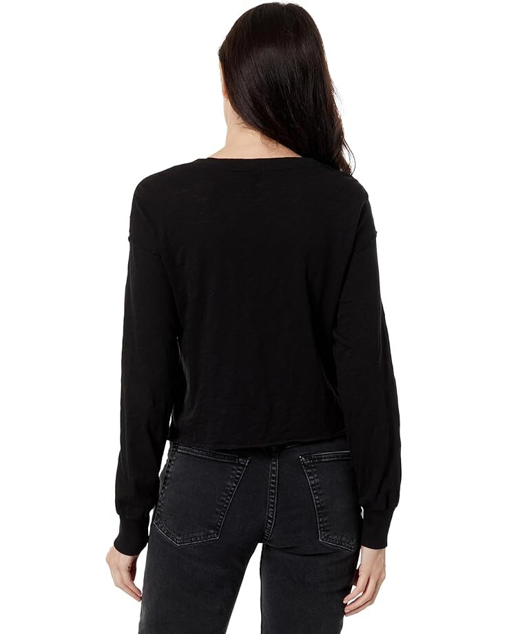 Топ bobi Los Angeles Long Sleeve Cropped Boxy Top, черный топ bobi banded bottom long sleeve черный