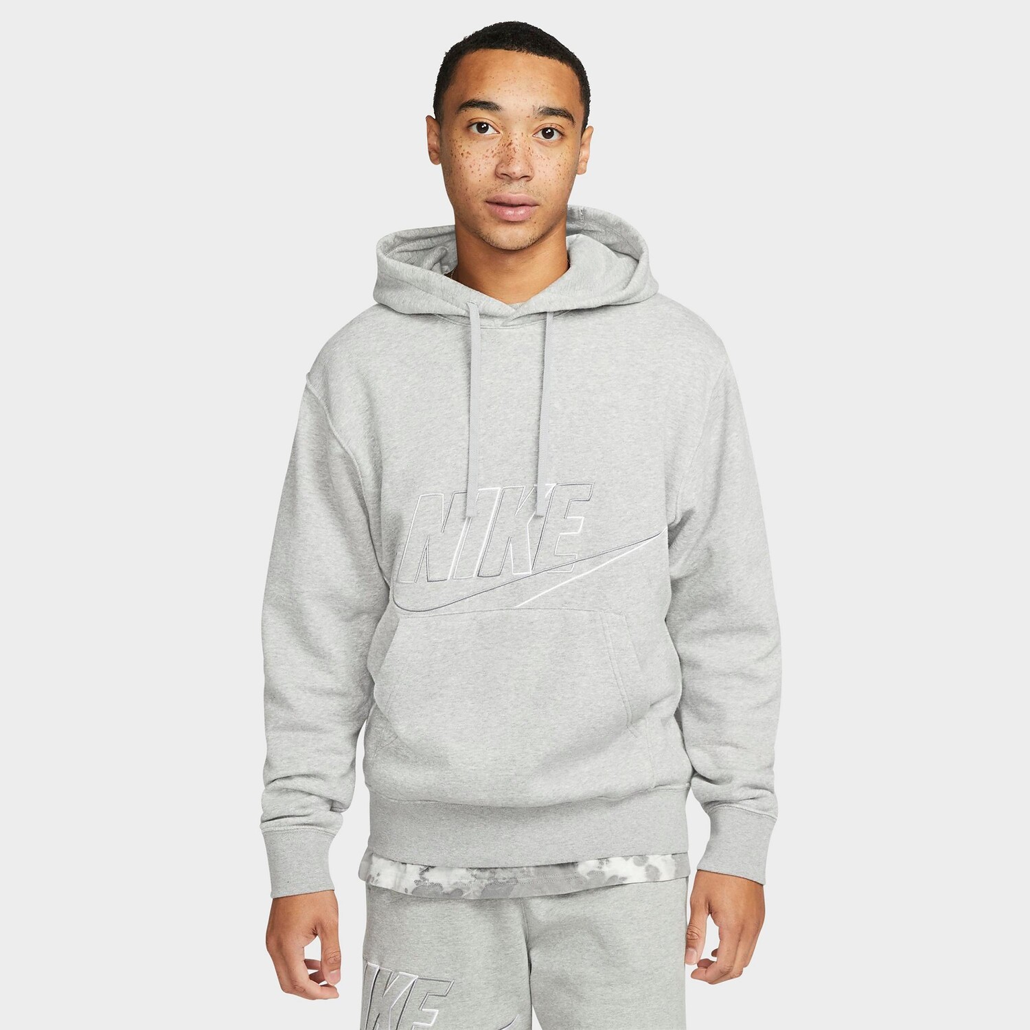 

Мужской флисовый пуловер с капюшоном Nike Club Fleece+ Futura, серый