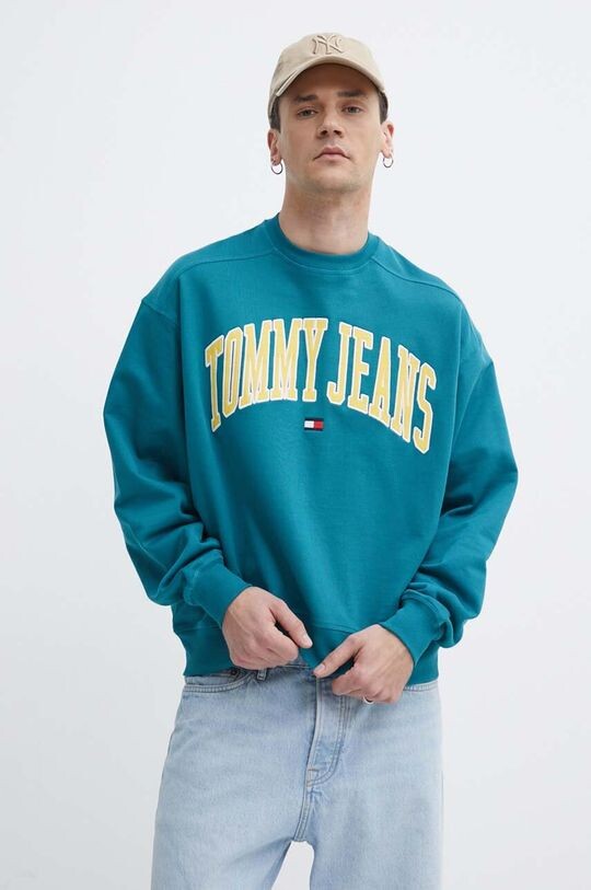 

Хлопковая толстовка Tommy Jeans, бирюзовый