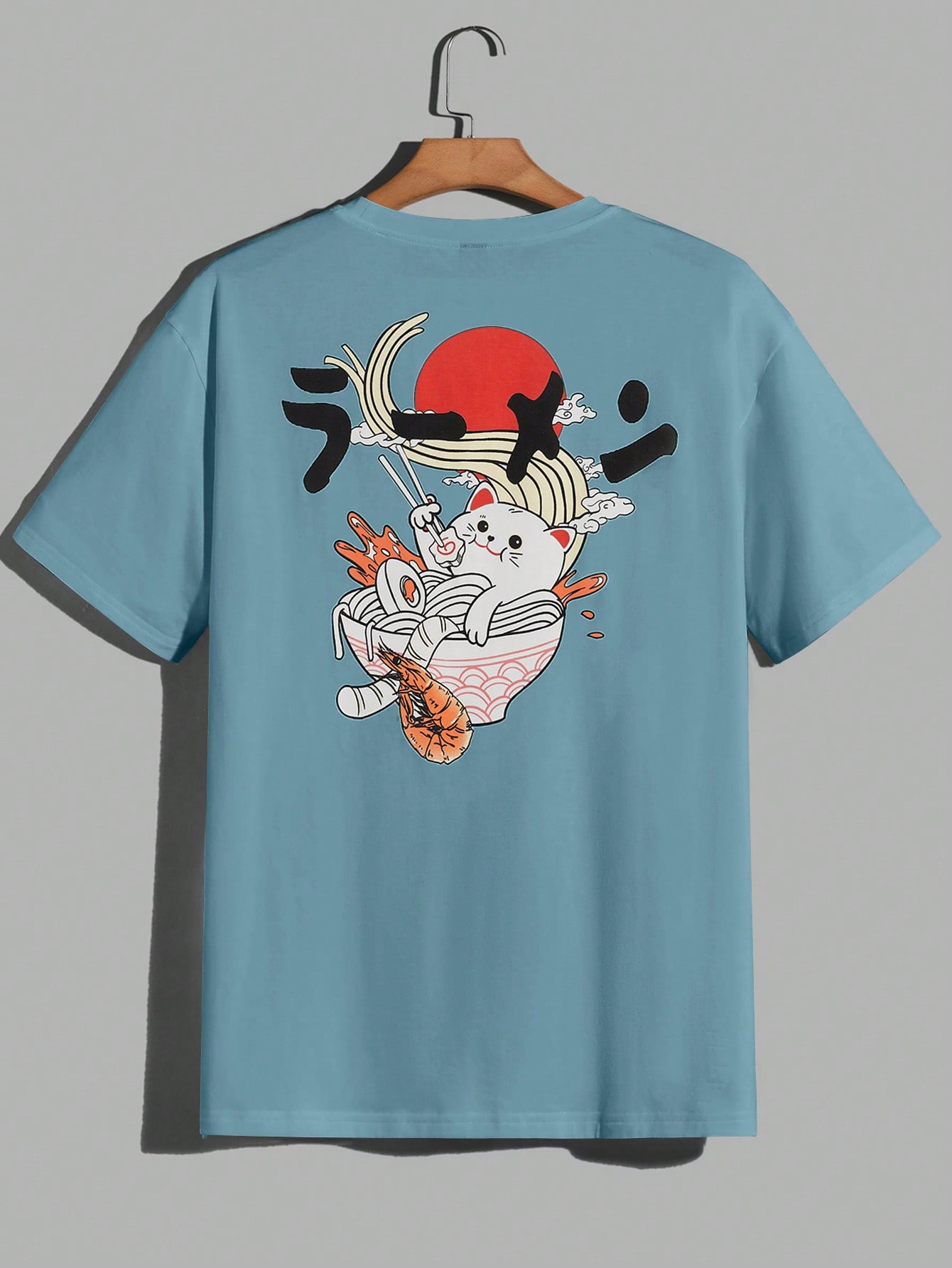 мужская футболка с забавным животным футболка с 3d принтом кота и коротким рукавом топы Мужская трикотажная повседневная футболка с короткими рукавами и принтом кота Manfinity EMRG, пыльный синий