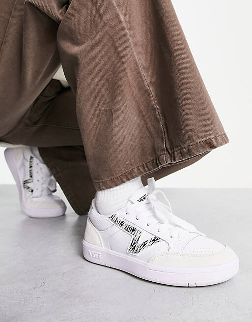 

Белые кроссовки Vans Lowland с полоской под зебру