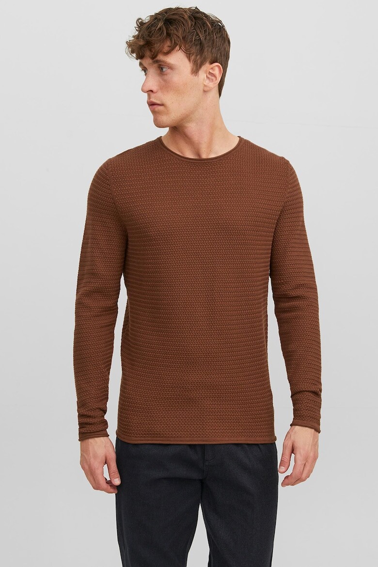 

Хлопковый свитер с овальным вырезом Jack & Jones, коричневый