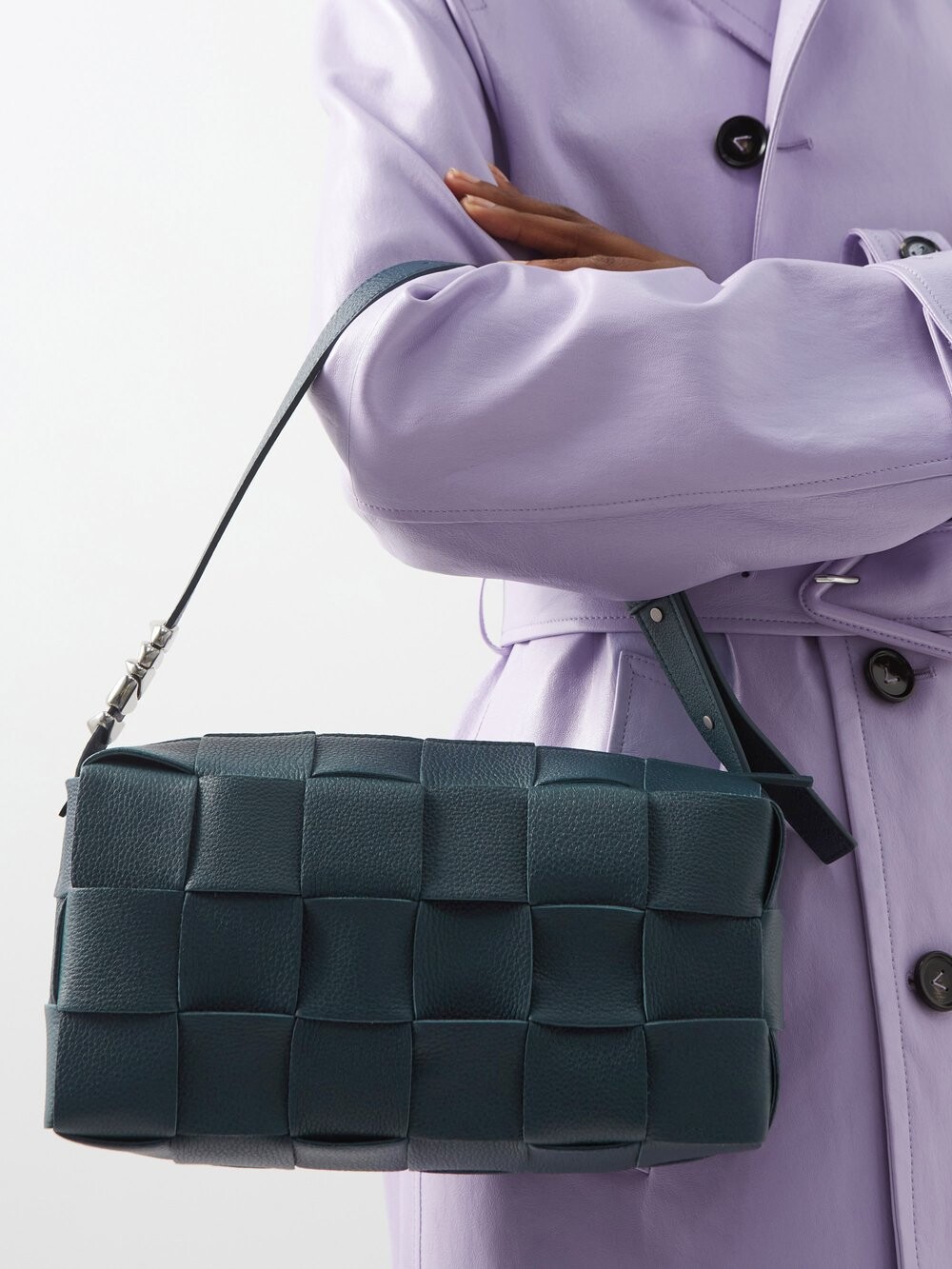 

Сумка на плечо brick cassette из кожи intrecciato Bottega Veneta, синий