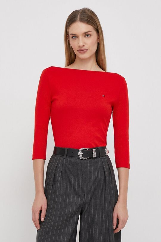 

Хлопковый топ с длинными рукавами Tommy Hilfiger, красный