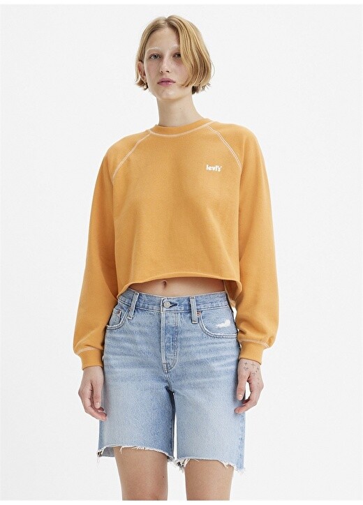 

Однотонный оранжевый женский свитшот с круглым вырезом Levis