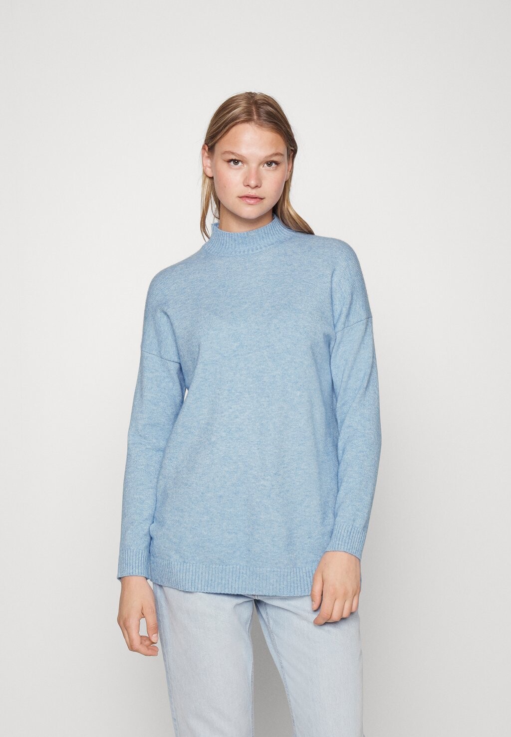 

Джемпер ONLY Onllesly High Neck, голубой меланж, Синий