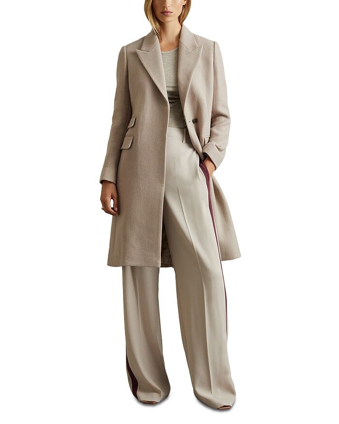 

REISS Louis Пальто с пиковыми лацканами, коричневый/бежевый