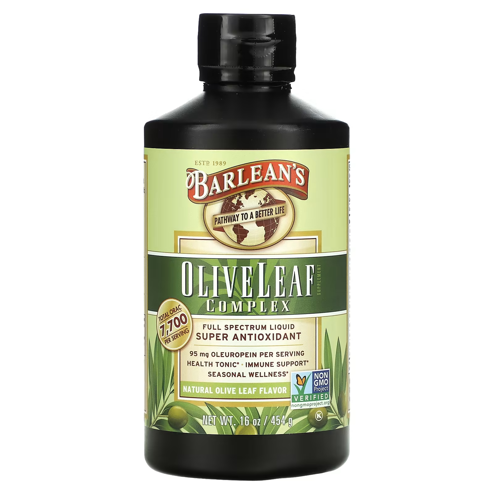 Barlean's Olive Leaf Complex Натуральный оливковый лист, 16 унций (454 г) force factor immunity средство для поддержки иммунитета 1000 мг 90 таблеток