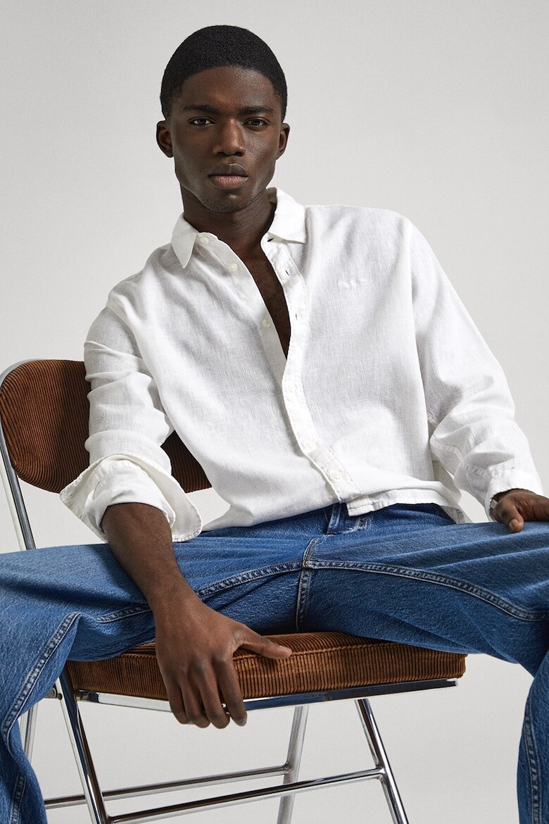 

Льняная рубашка с логотипом Pepe Jeans London, белый