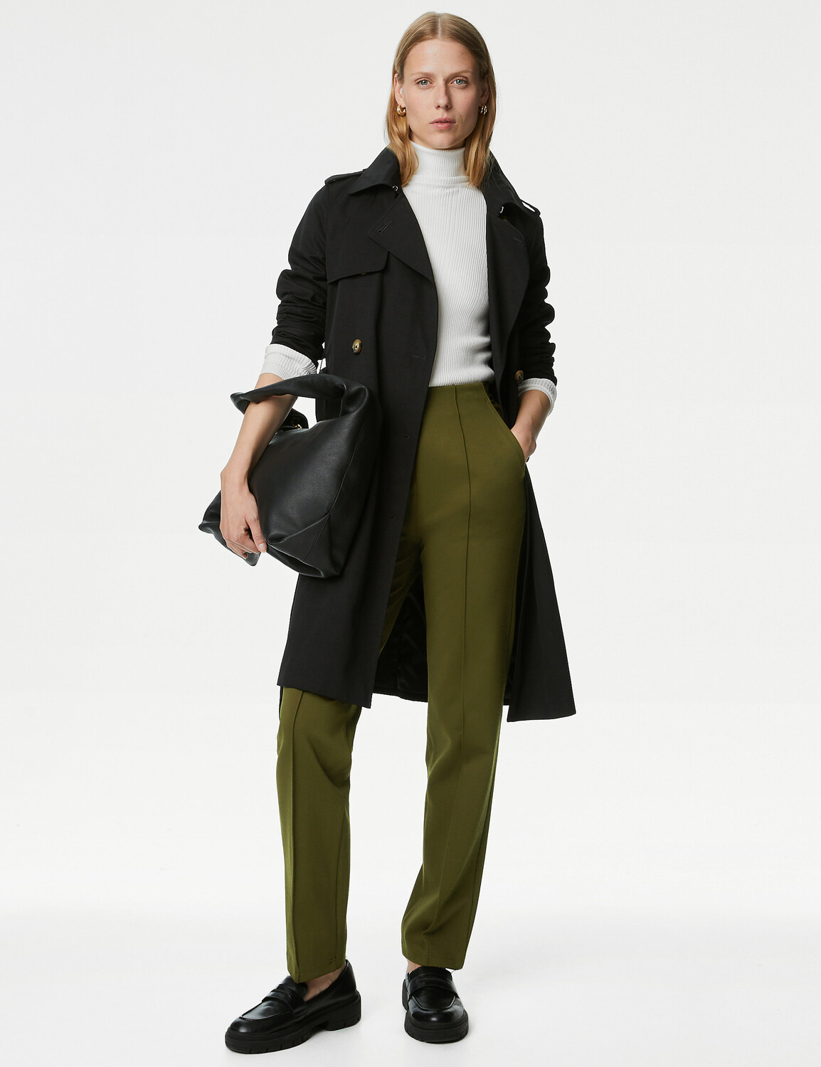 

Прямые брюки из трикотажного твила Marks & Spencer