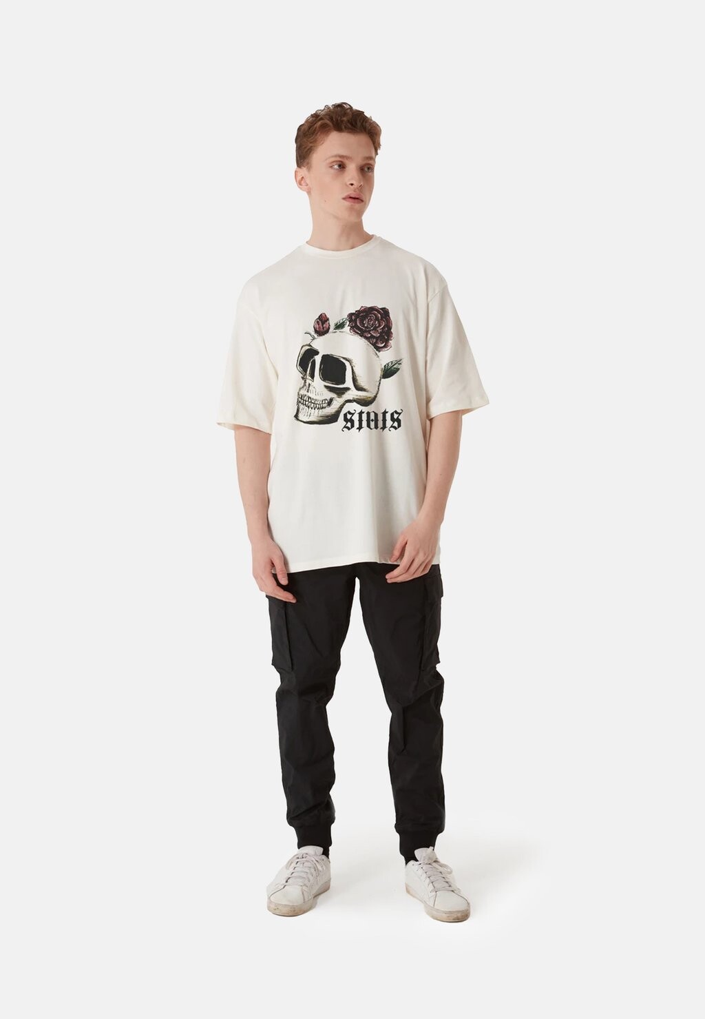 

Футболка с принтом SKULL Stats, цвет beige