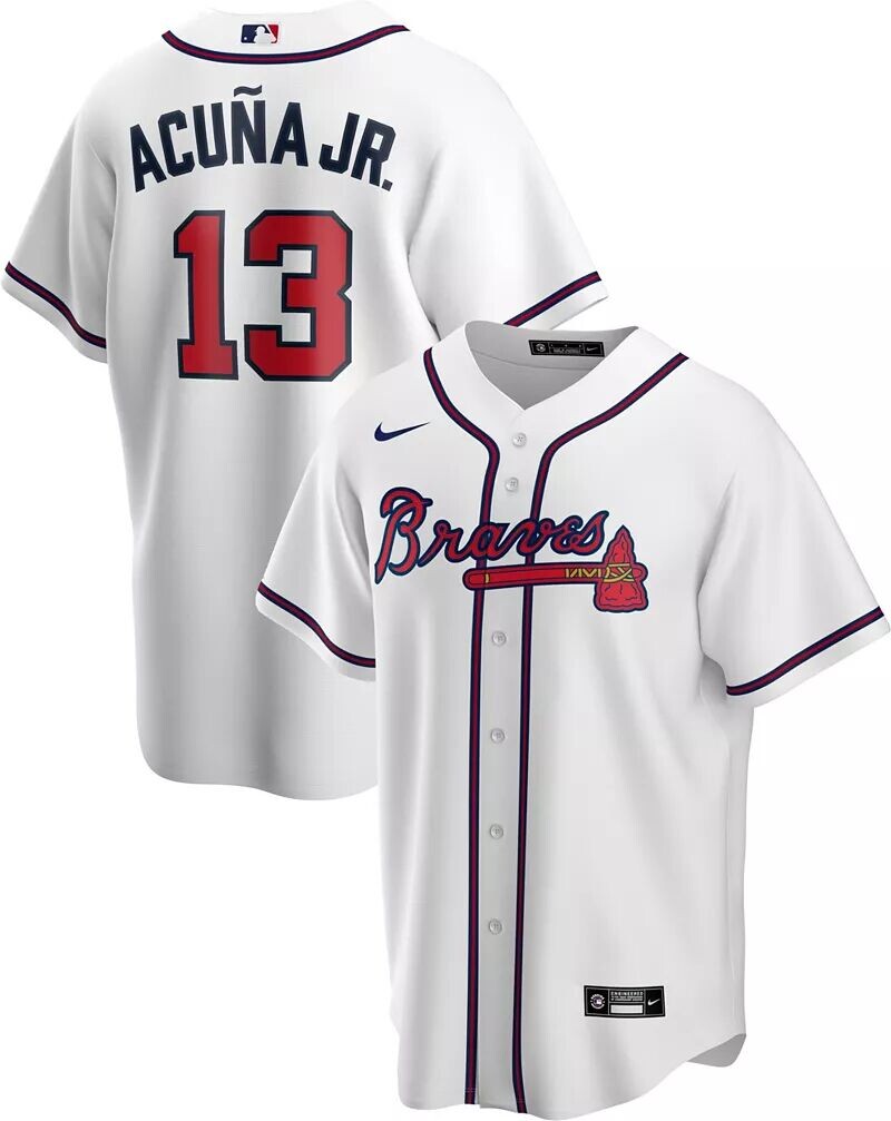 

Мужская реплика Nike Atlanta Braves Acuna Jr. #13, белая крутая базовая майка