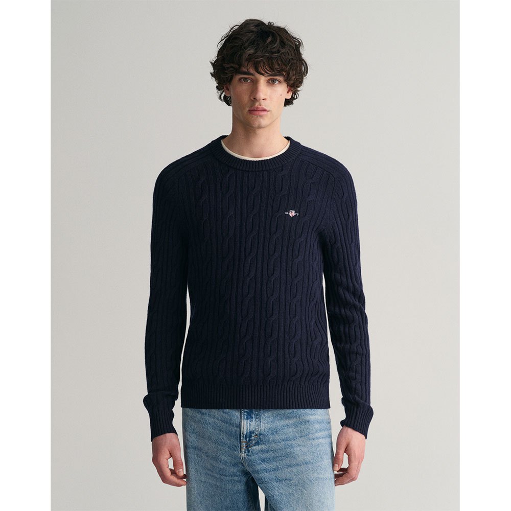 Свитер Gant Lambswool Cable Crew Neck, синий