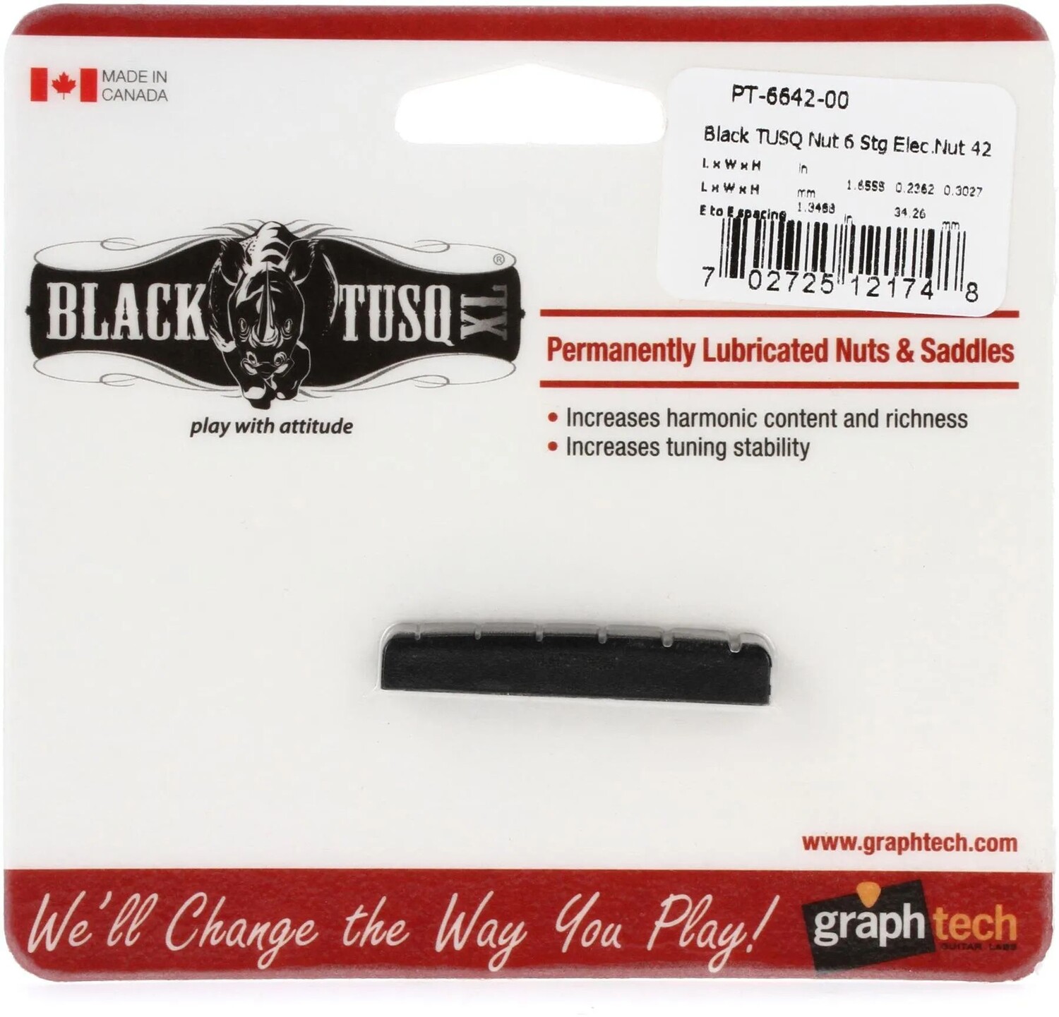 

Graph Tech PT-6642-00 Черный TUSQ XL Порожек для 6-струнной электрогитары — 42 мм x 6 мм