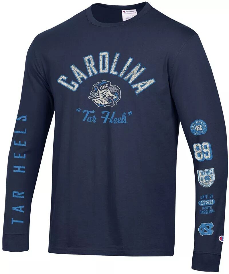 

Мужская футболка из джерси с длинными рукавами Champion North Carolina Tar Heels Carolina Blue Vintage